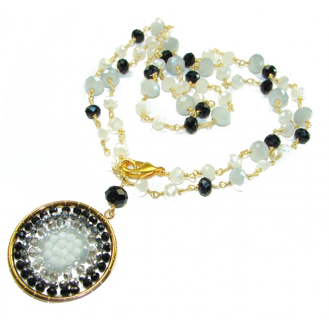 Magnificent Moonlight Crystal Onyx 14K Gold over .925 Sterling Silver handmade Necklace