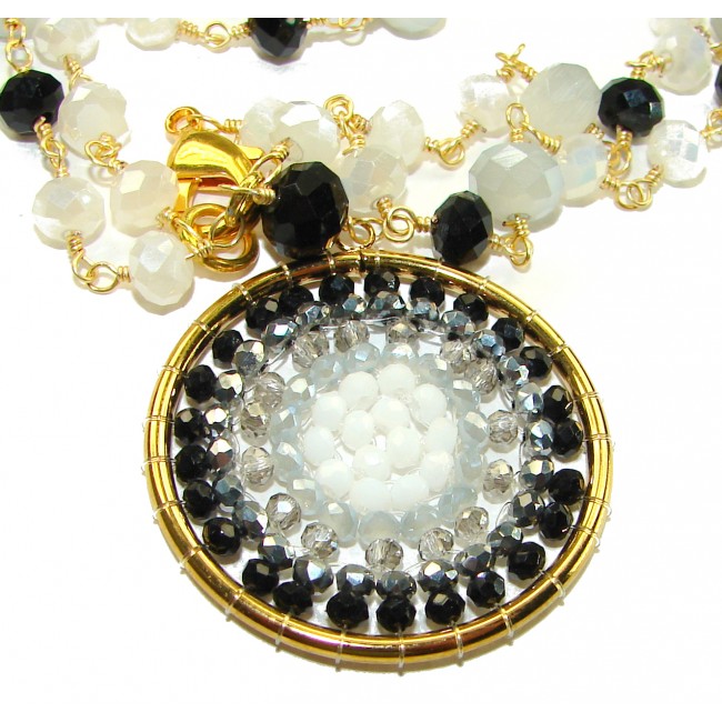 Magnificent Moonlight Crystal Onyx 14K Gold over .925 Sterling Silver handmade Necklace