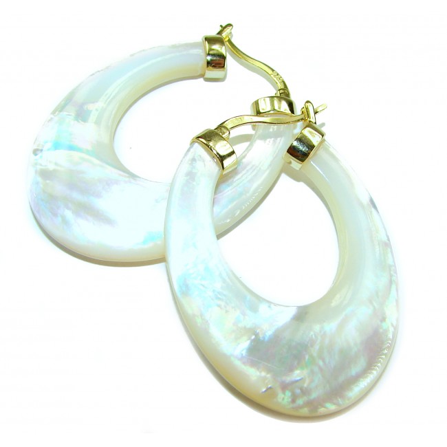 Large - Sublime Blister Pearl 18K Gold over .925 Sterling Silver handcrafted Earrings - photo 2