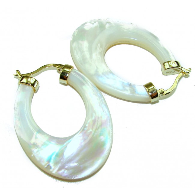 Large - Sublime Blister Pearl 18K Gold over .925 Sterling Silver handcrafted Earrings - photo 1