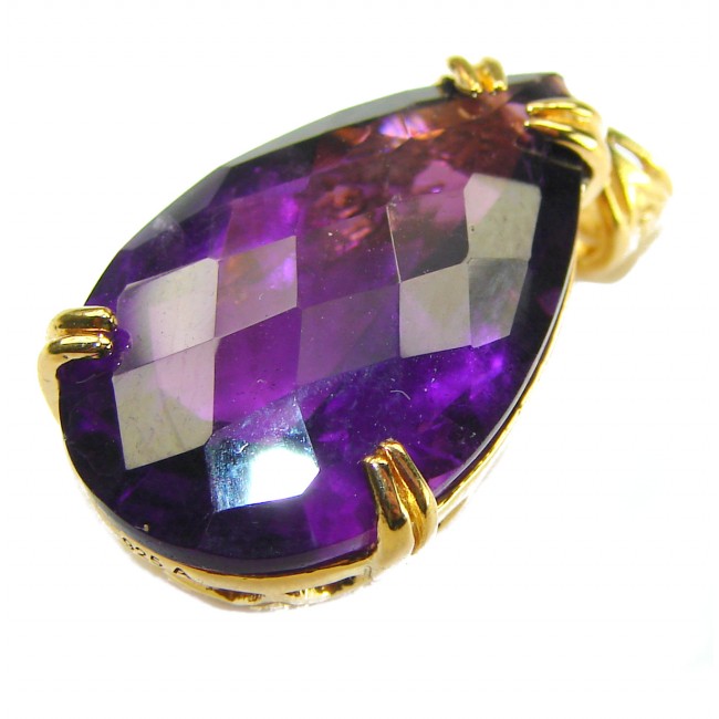 Mademoiselle - 18.5 carat natural Amethyst .925 Sterling Silver dipped in 22K White Gold handcrafted Pendant