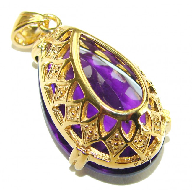 Mademoiselle - 18.5 carat natural Amethyst .925 Sterling Silver dipped in 22K White Gold handcrafted Pendant