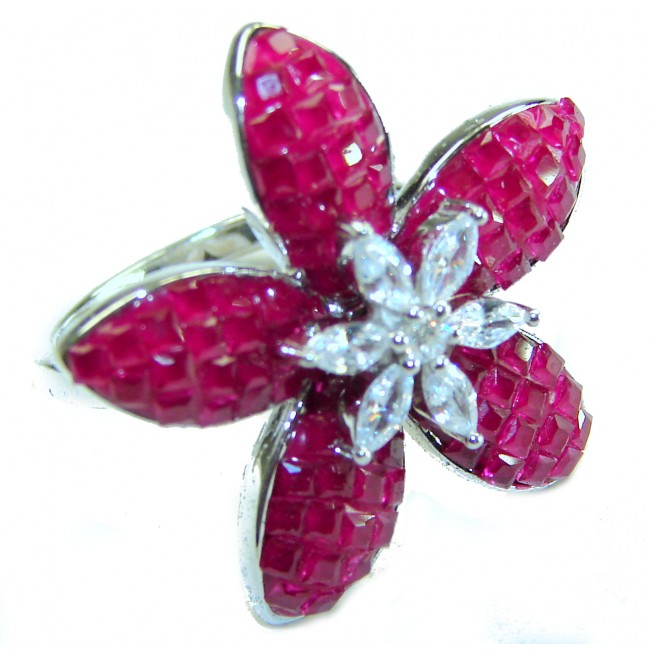 Born to Glam authentic 10.2 carat Ruby .925 Silver handcrafted Eternity Ring s. 6 1/4 - photo 2