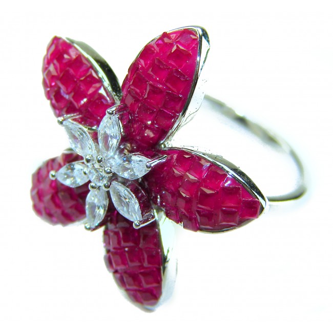 Born to Glam authentic 10.2 carat Ruby .925 Silver handcrafted Eternity Ring s. 6 1/4 - photo 1