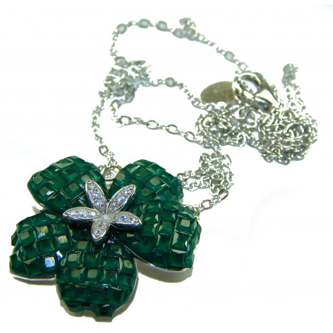 12.2 carat Graceful Authentic mystery setting Colombian Emerald .925 Sterling Silver handcrafted Statement necklace
