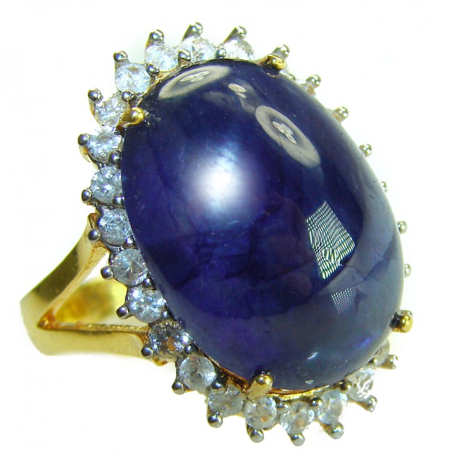 Giovanna Precious Design oval cut 34.9 CARAT Tanzanite .925 Sterling Silver 22K Gold over Statement Ring s. 7 1/4