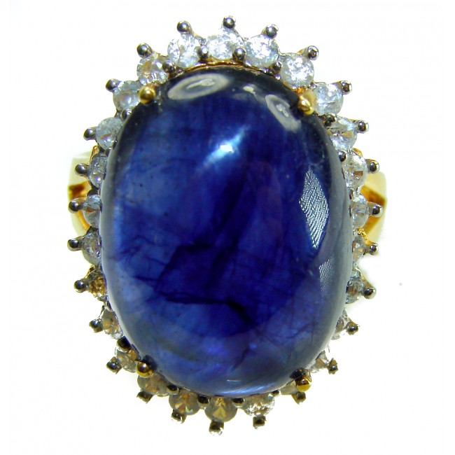 Giovanna Precious Design oval cut 34.9 CARAT Tanzanite .925 Sterling Silver 22K Gold over Statement Ring s. 7 1/4