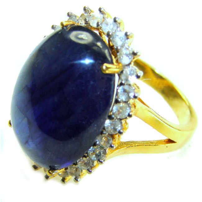 Giovanna Precious Design oval cut 34.9 CARAT Tanzanite .925 Sterling Silver 22K Gold over Statement Ring s. 7 1/4