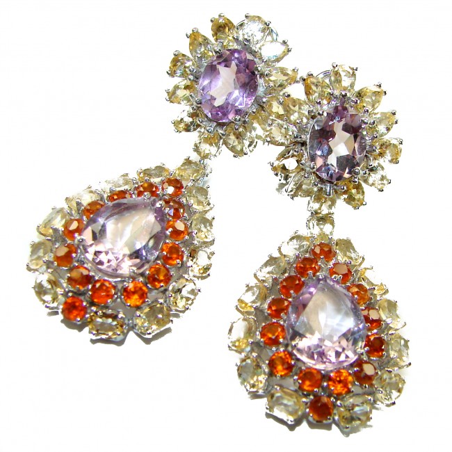 Lavender Beauty authentic 33.2 carat Pink Amethyst .925 Sterling Silver handcrafted earrings