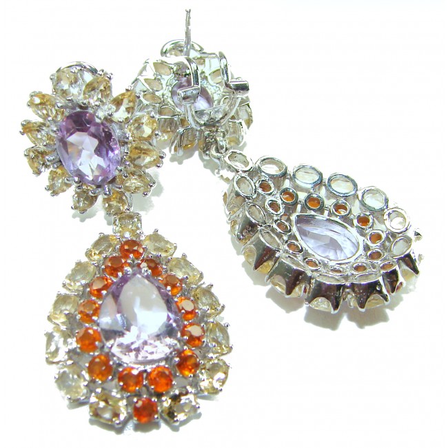 Lavender Beauty authentic 33.2 carat Pink Amethyst .925 Sterling Silver handcrafted earrings
