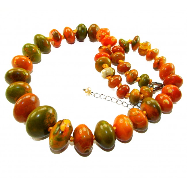 Top quality Rare Unusual Natural Carnelian Agate .925 Sterling Silver Necklace