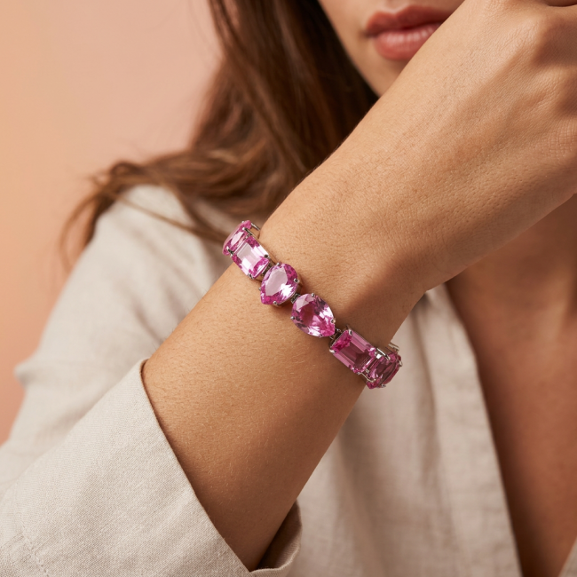 Luxurious 147.4 carat Pink Sapphire .925 Sterling Silver handcrafted heavy Bracelet