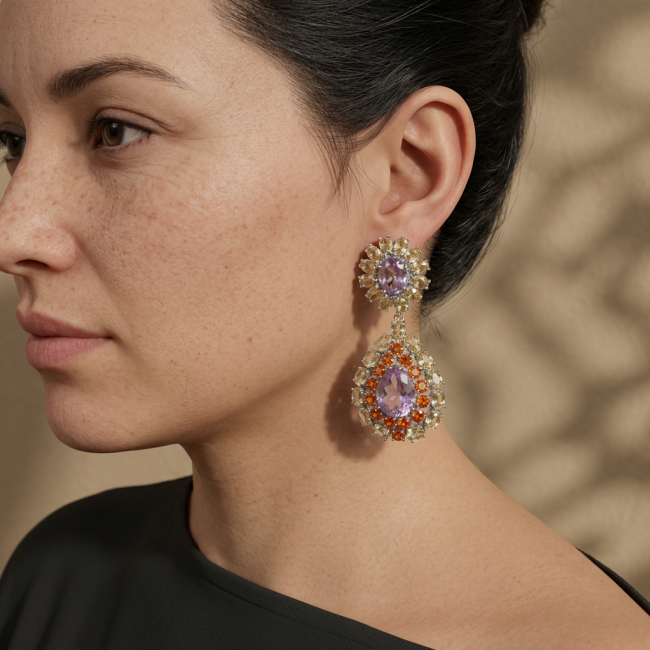 Lavender Beauty authentic 33.2 carat Pink Amethyst .925 Sterling Silver handcrafted earrings