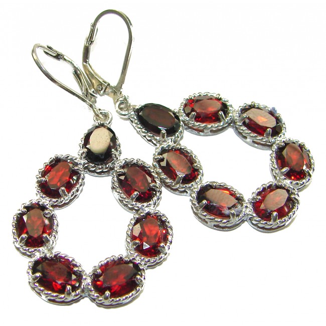 Red Royalty Authentic 22.9 carat Garnet .925 Sterling Silver brilliantly handcrafted earrings