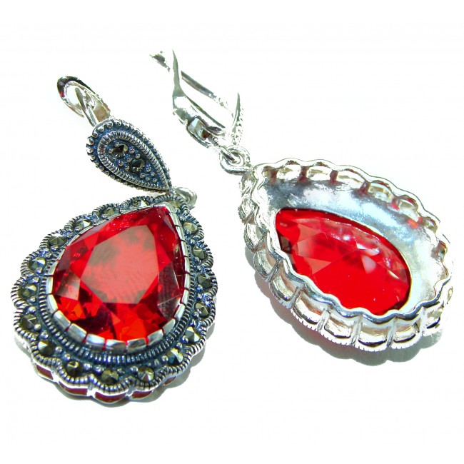 Crimson Fire Authentic 18.9 carat Garnet .925 Sterling Silver brilliantly handcrafted earrings