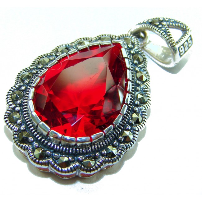 Crimson Fire Authentic 12.4 carat Garnet .925 Sterling Silver brilliantly handcrafted pendant