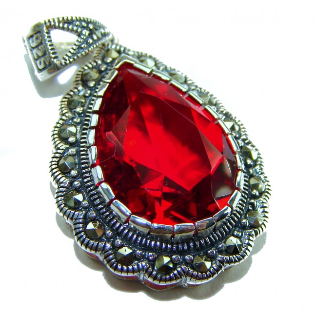 Crimson Fire Authentic 12.4 carat Garnet .925 Sterling Silver brilliantly handcrafted pendant