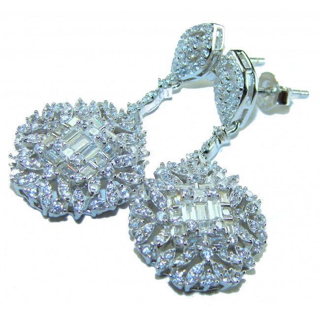Art Deco - Luxurious natural 12.5 carat White Topaz .925 Sterling Silver Perfectly handcrafted Earrings - photo 3