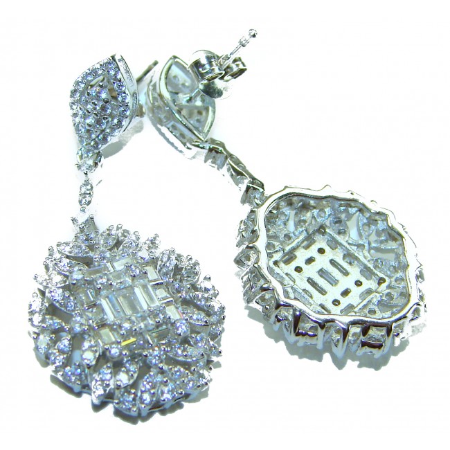 Art Deco - Luxurious natural 12.5 carat White Topaz .925 Sterling Silver Perfectly handcrafted Earrings - photo 2