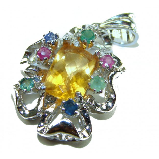 Costa del Sol 10.8 carat Citrine .925 Sterling Silver handcrafted Statement pendant