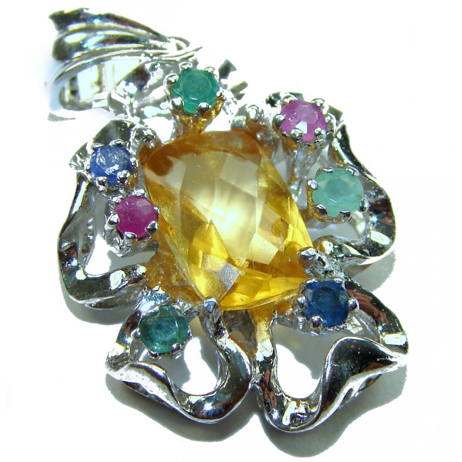 Costa del Sol 10.8 carat Citrine .925 Sterling Silver handcrafted Statement pendant