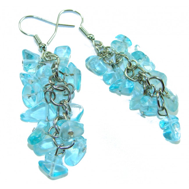Authentic 22.7 carat Aquamarine .925 Sterling Silver handcrafted earrings