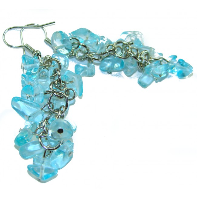 Authentic 22.7 carat Aquamarine .925 Sterling Silver handcrafted earrings