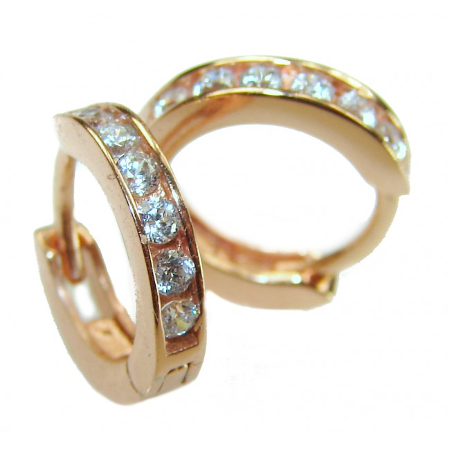 0.5 carat Cute .925 Sterling Silver dipped in Rose Gold handmade Hoop Earrings - photo 3