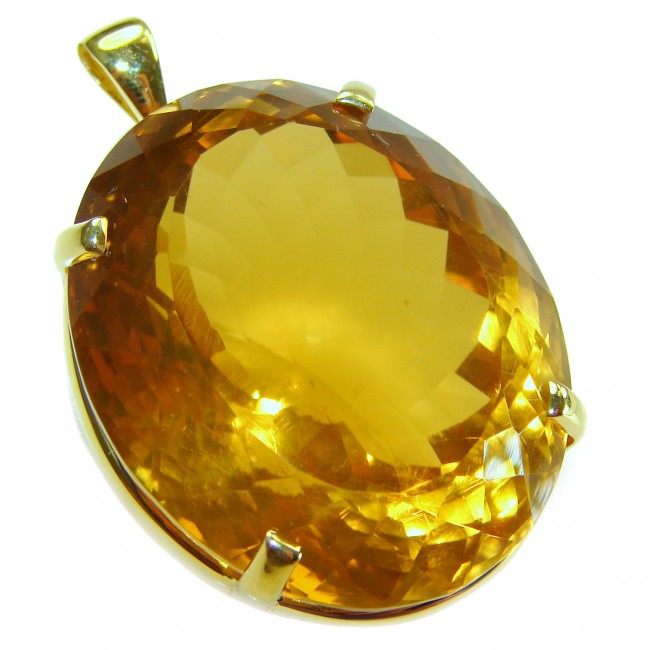 Luxury genuine 47.7CARAT oval cut Champagne Topaz .925 Sterling Silver dipped in 22K Gold handmade Pendant