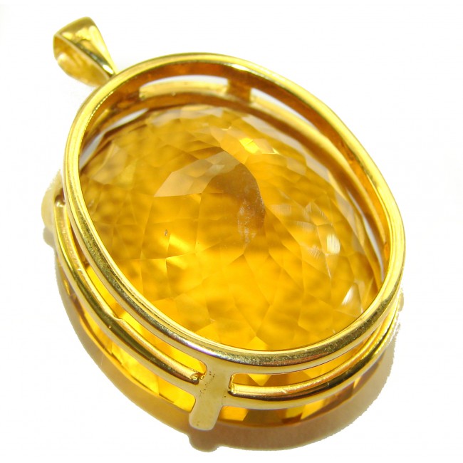 Luxury genuine 47.7CARAT oval cut Champagne Topaz .925 Sterling Silver dipped in 22K Gold handmade Pendant