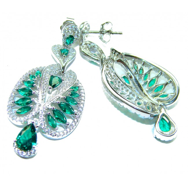 Art Deco - 18.8 carat Chrome Diopside .925 Sterling Silver handmade Statement Earrings