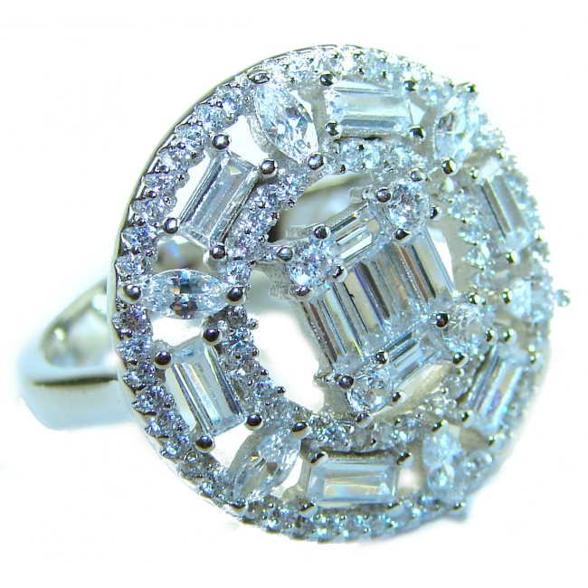 Art Deco 11.2 carat White Topaz .925 Silver handcrafted Cocktail Ring s. 7 1/4 - photo 3