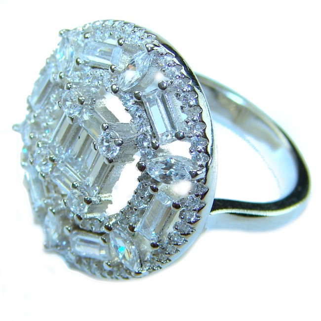 Art Deco 11.2 carat White Topaz .925 Silver handcrafted Cocktail Ring s. 7 1/4 - photo 1
