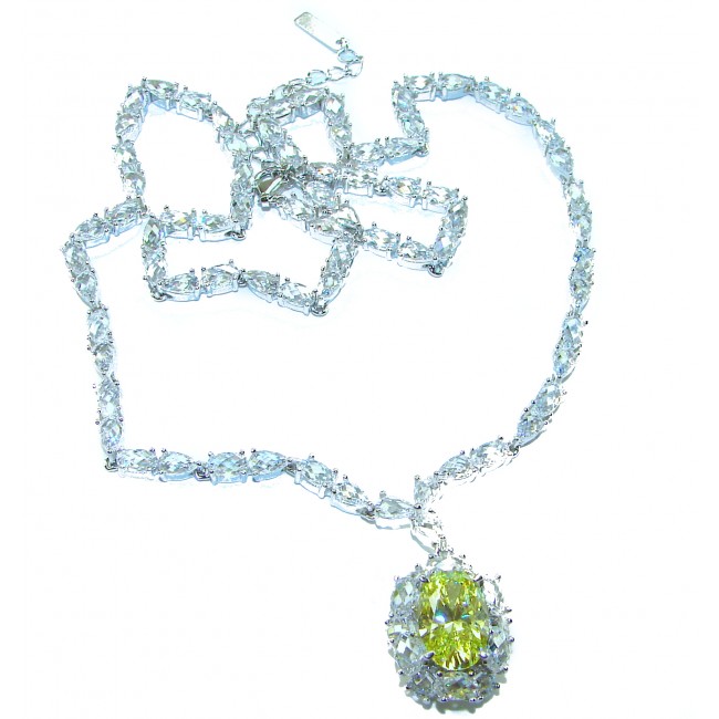 Luxurious Golden - 6.5 carat yellow Montana Sapphire .925 Sterling Silver handcrafted Statement Necklace - photo 3