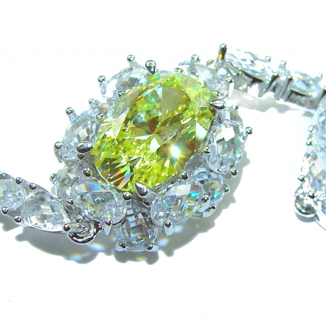 Luxurious 22.5 carat oval cut Authentic Yellow Sapphire .925 Sterling Silver handcrafted Statement Bracelet - photo 1