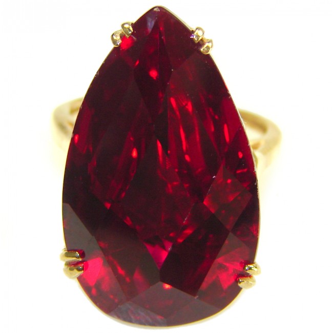 Carmen Natural 28.4 carat Ruby .925 Sterling Silver dipped in 22K Gold handmade Large Statement Ring size 6 1/4