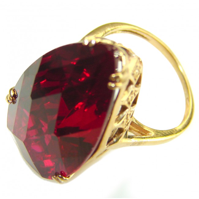 Carmen Natural 28.4 carat Ruby .925 Sterling Silver dipped in 22K Gold handmade Large Statement Ring size 6 1/4