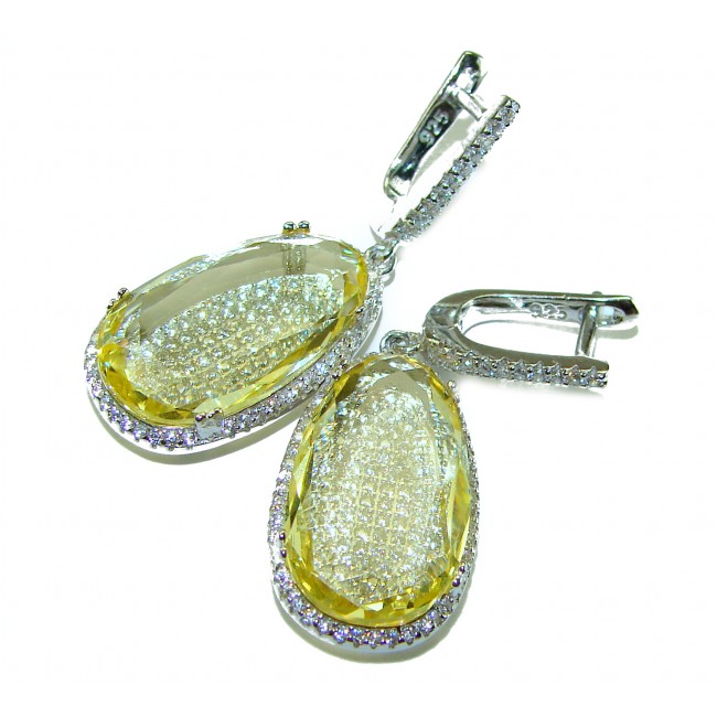 Costa del Sol 15.8 carat Lemon Quartz .925 Sterling Silver handcrafted Statement Earrings