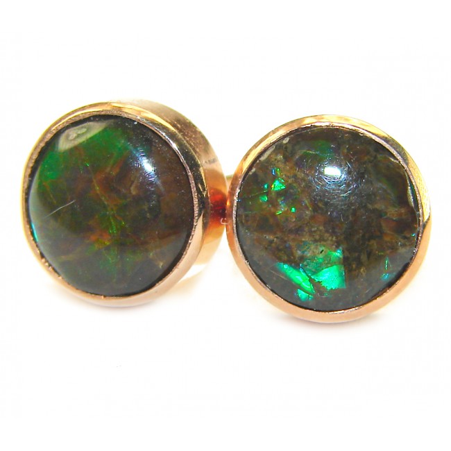 Sublime Aura Canadian Fire Ammolite 14K Gold over .925 Sterling Silver handmade earrings