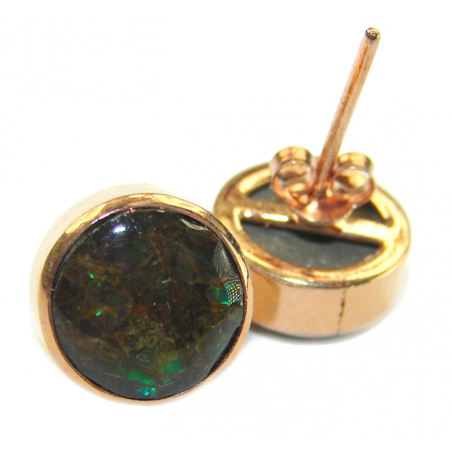 Sublime Aura Canadian Fire Ammolite 14K Gold over .925 Sterling Silver handmade earrings