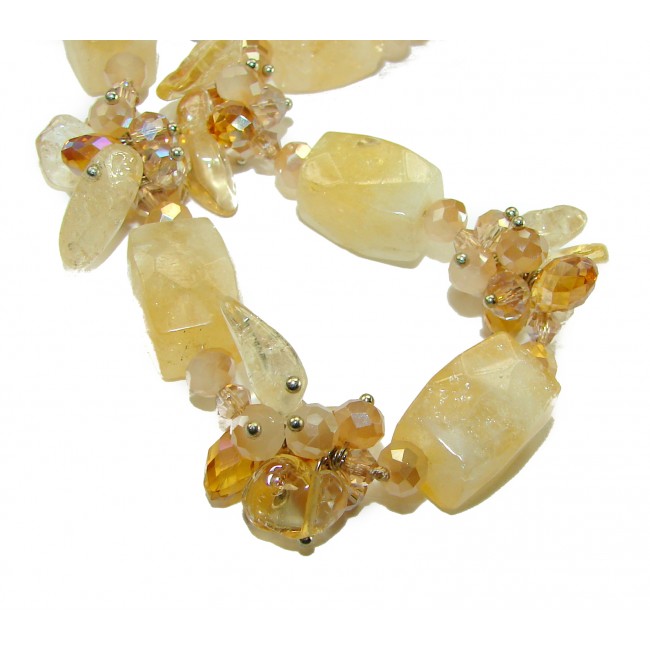 Dazzling vintage natural rough Citrine 14K Gold over .925 Sterling Silver handcrafted Large necklace