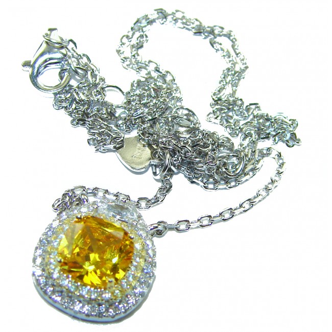 Luxurious Golden - 6.5 carat yellow Montana Sapphire .925 Sterling Silver handcrafted Statement Necklace