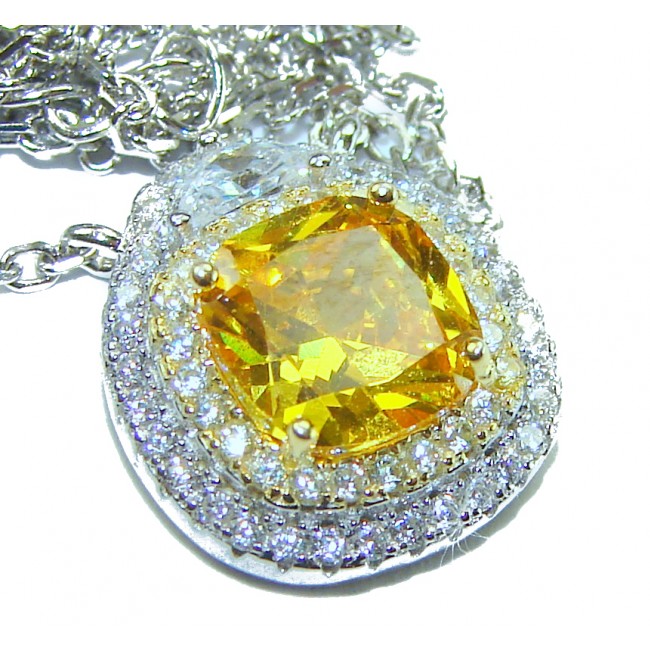 Luxurious Golden - 6.5 carat yellow Montana Sapphire .925 Sterling Silver handcrafted Statement Necklace