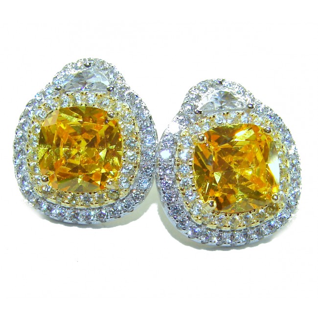 5.5 carat Golden - yellow Montana Sapphire .925 Sterling Silver handcrafted earrings