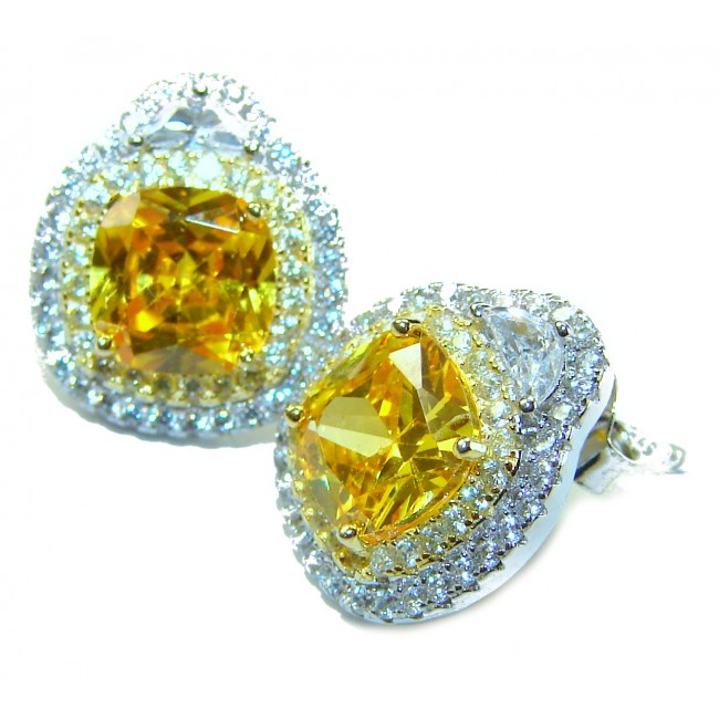 5.5 carat Golden - yellow Montana Sapphire .925 Sterling Silver handcrafted earrings