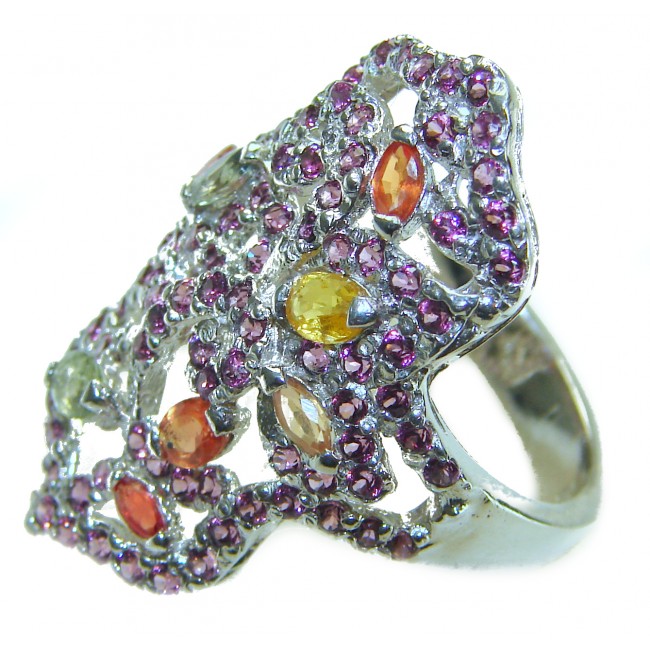 Spring 10.2 carat multicolor Sapphire .925 Sterling Silver brilliantly handcrafted ring s. 9 - photo 2
