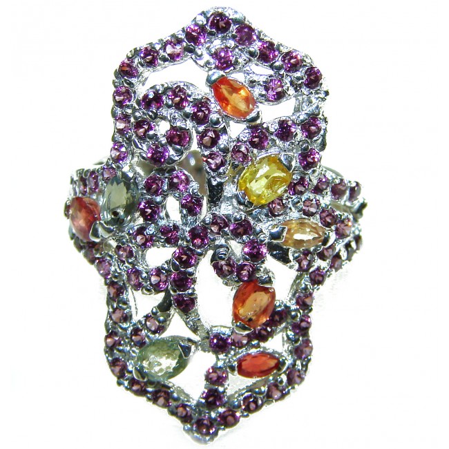 Spring 10.2 carat multicolor Sapphire .925 Sterling Silver brilliantly handcrafted ring s. 9 - photo 1