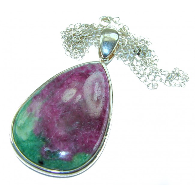 Boho Style Genuine Ruby in Zoisite .925 Sterling Silver handmade necklace