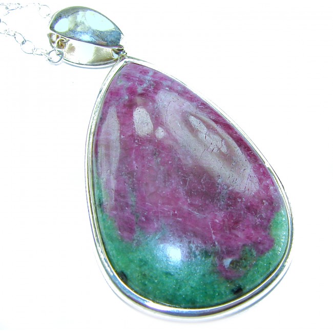 Boho Style Genuine Ruby in Zoisite .925 Sterling Silver handmade necklace