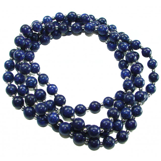 Boho Style 105.2 grams Lapis Lazuli .925 Sterling Silver handmade necklace